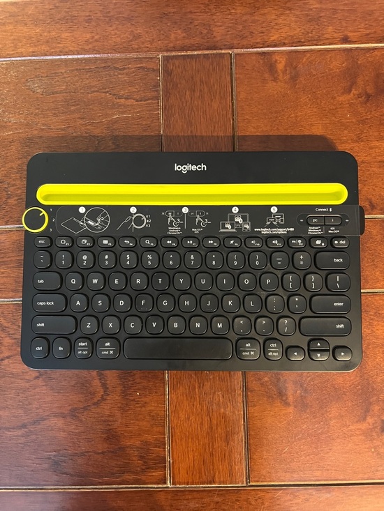 Logitech Other - Logitech K480 Bluetooth Tablet Keyboard in Black with Yellow Slot